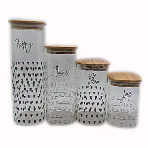 H51581 Set de 4 Especieros Tapa de Bambú